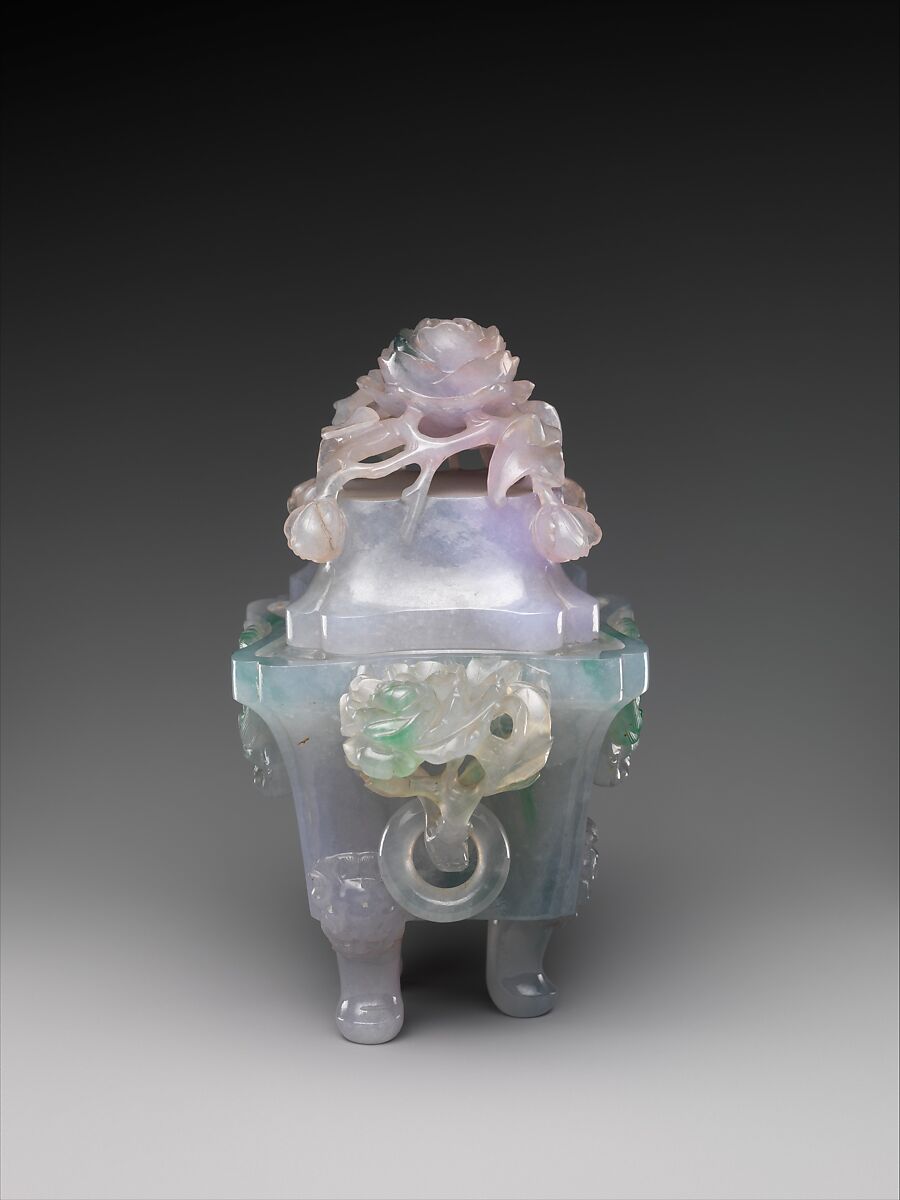 Incense burner in the shape of an archaic tripod (ding), Jade (jadeite), China