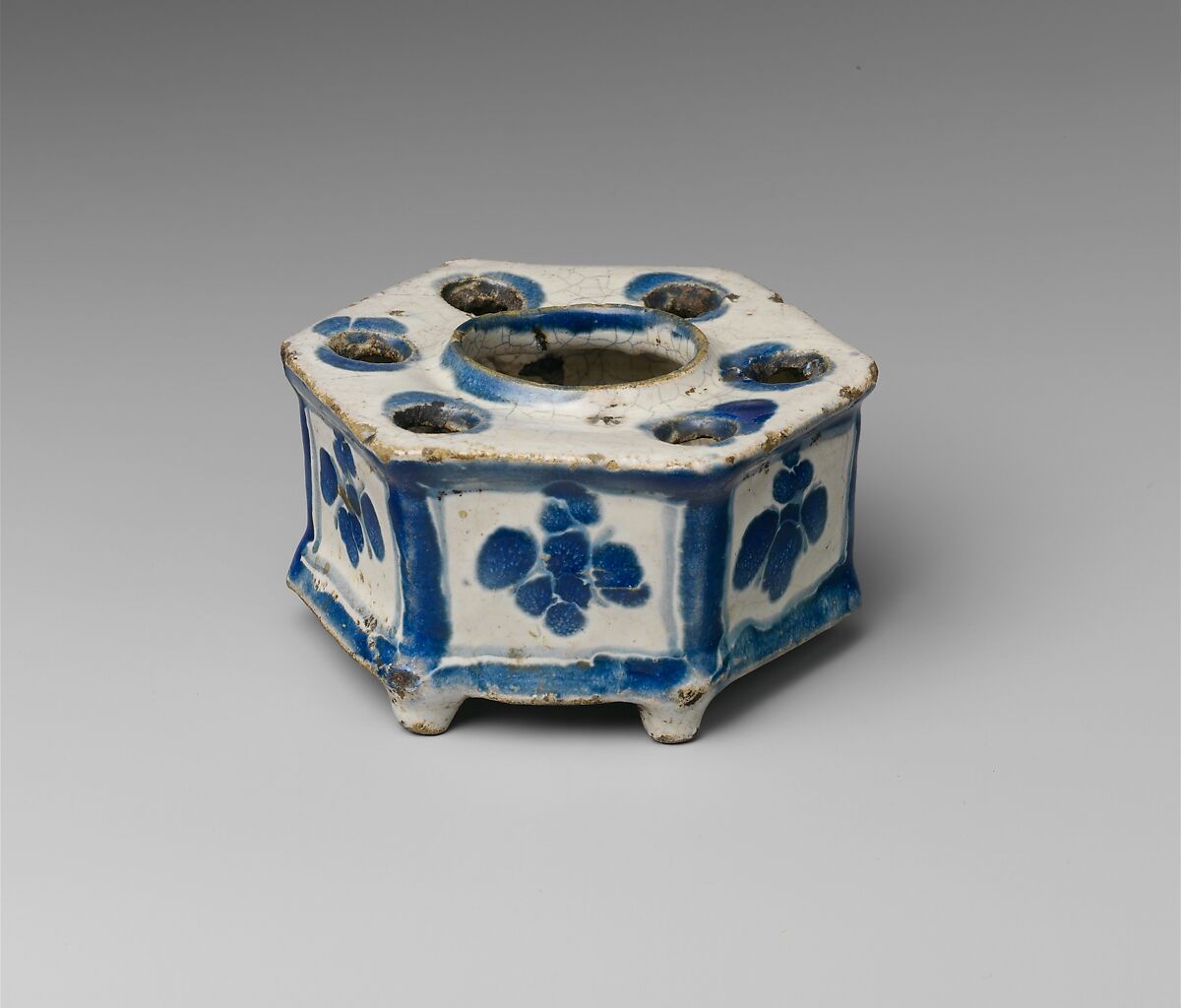 Inkwell, Tin-glazed earthenware, Mexican 