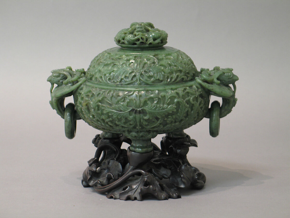 Incense burner with cover, Jade (nephrite), China 