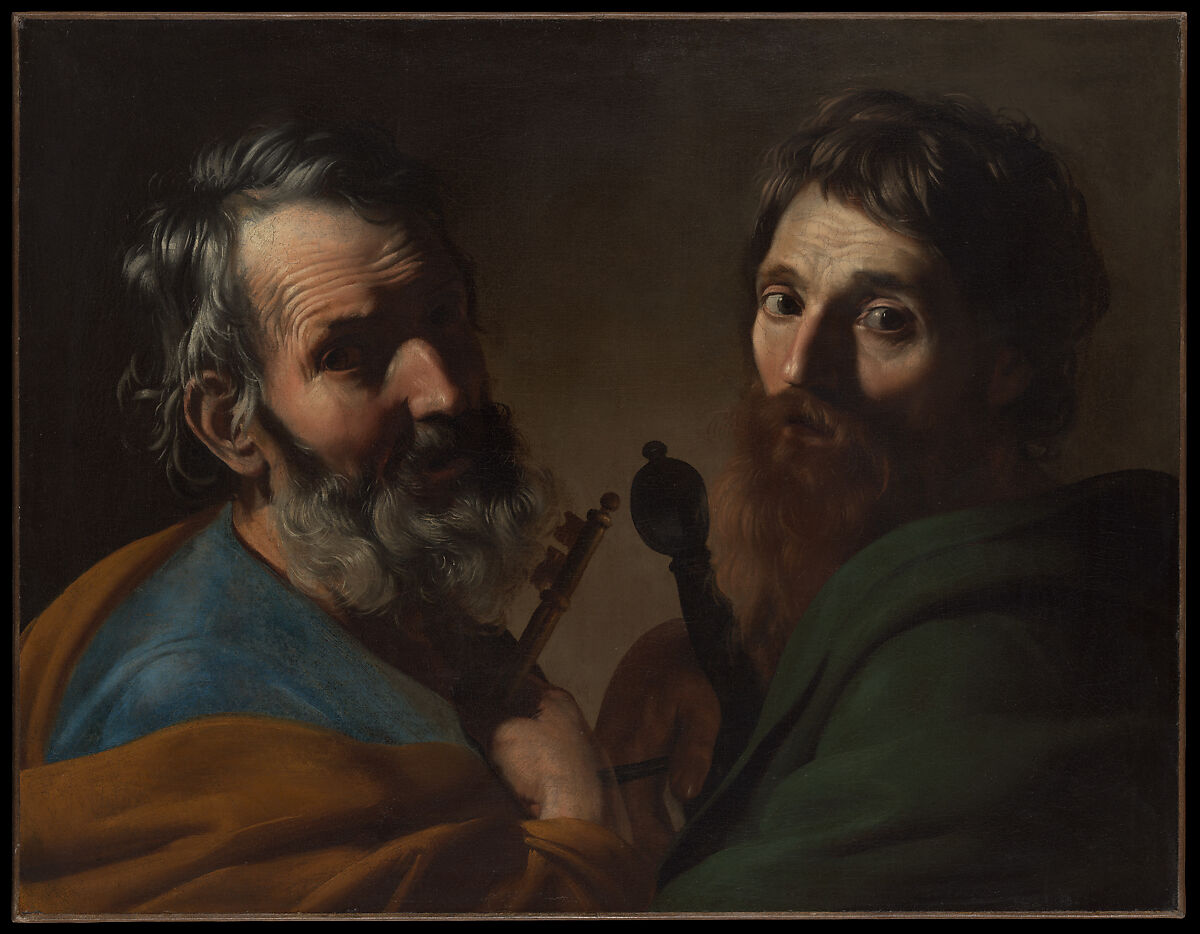 Saints Peter and Paul, Bartolomeo Manfredi (Italian, Ostiano 1582–1622 Rome), Oil on canvas 