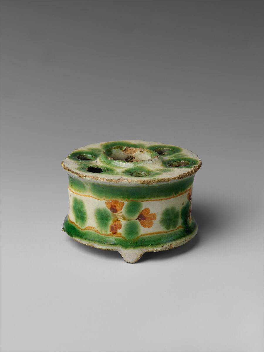 Inkwell, Tin-glazed earthenware, Mexican
