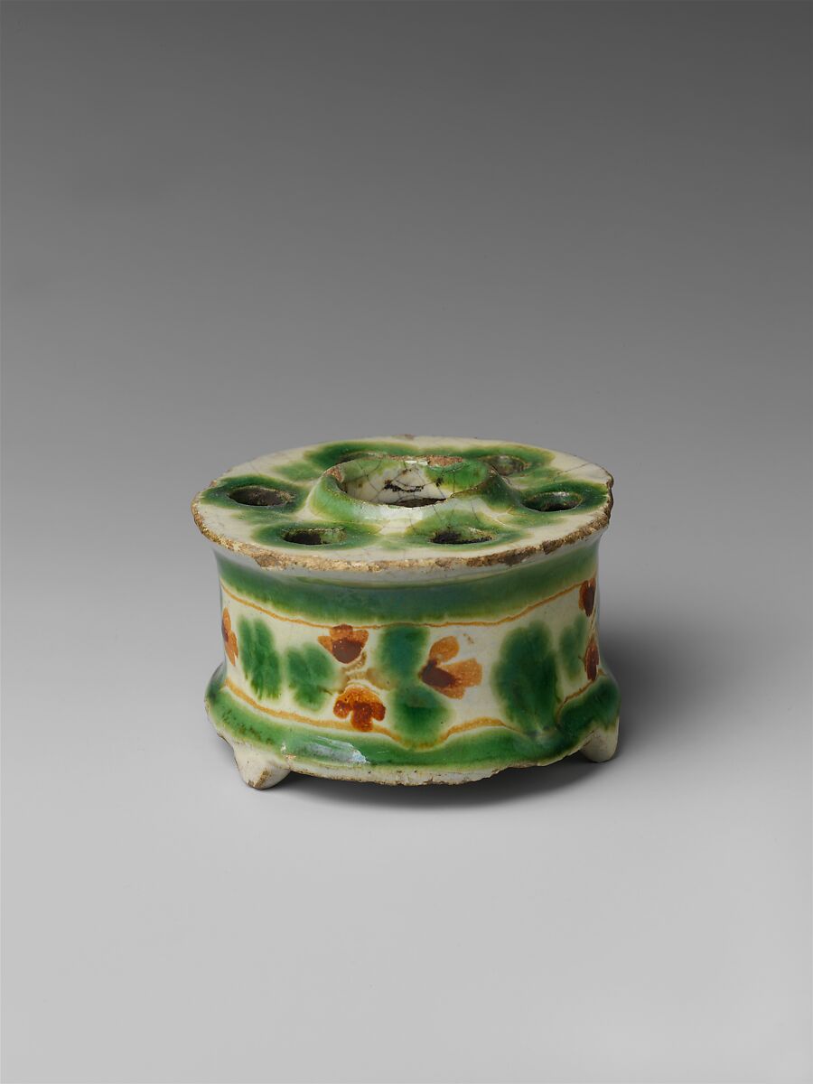 Inkwell, Tin-glazed earthenware, Mexican 