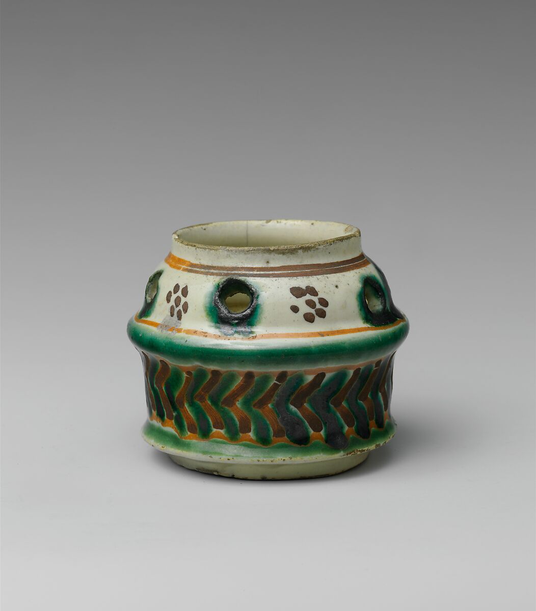 Inkwell, Tin-glazed earthenware, Mexican 