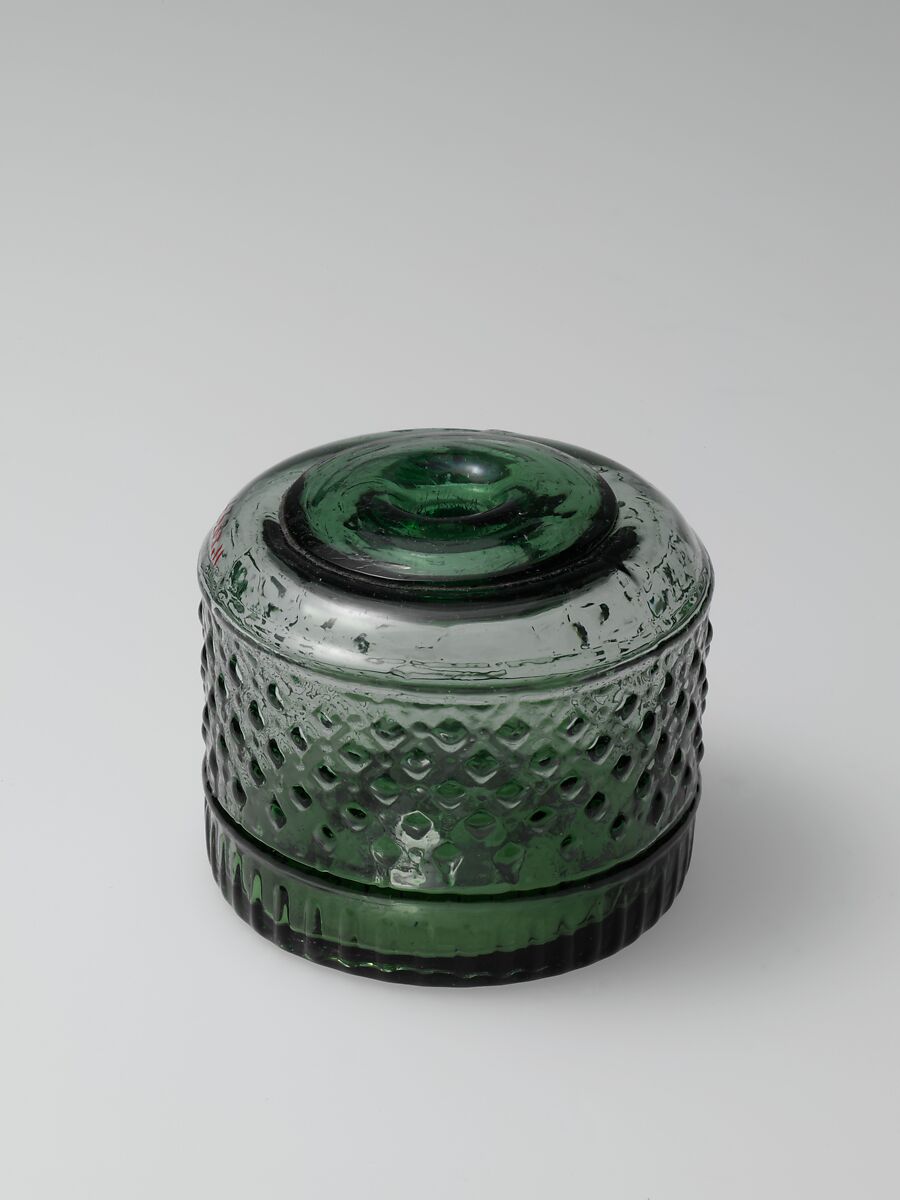 Inkwell, Blown-molded glass, American 