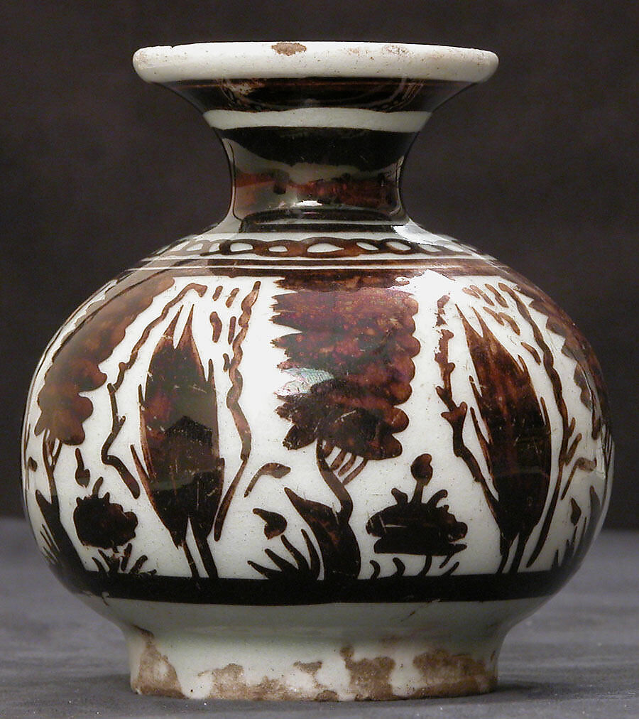 Vase, Stonepaste; luster-painted on opaque white glaze under transparent colorless glaze 