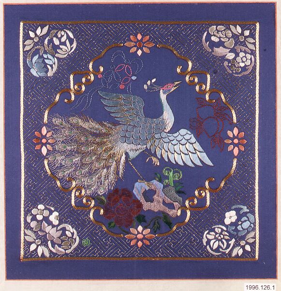 Contemporary Rank Badge, Young Yang Chung (Korean, born 1936), Silk and metallic thread on silk, Korea 
