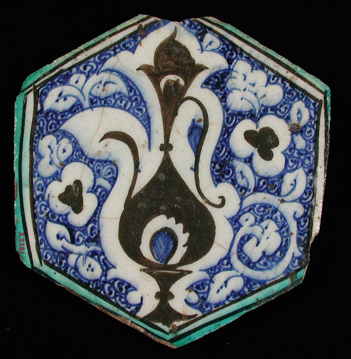 Hexagonal Tile, Composite body; underglaze painted