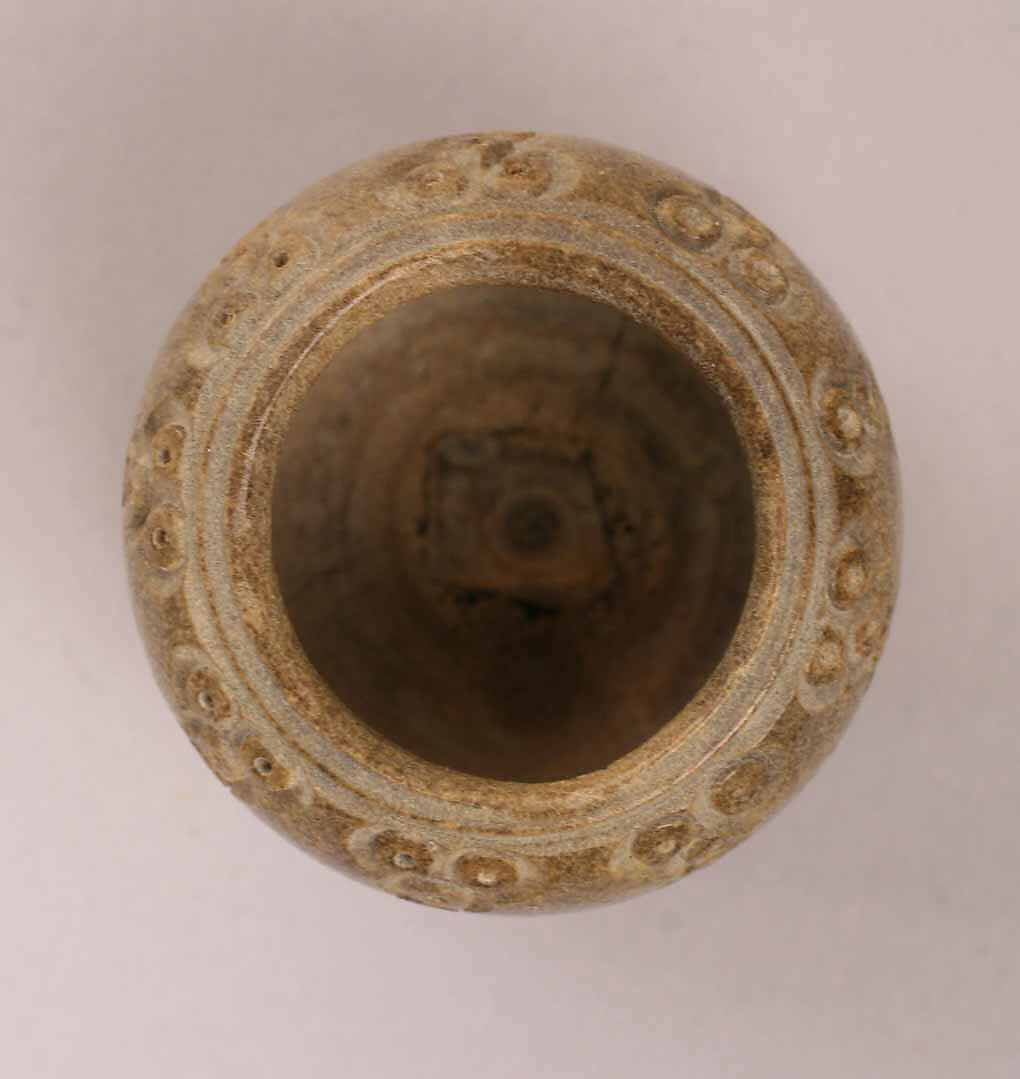 Jar, Bone; incised and inlaid with paint