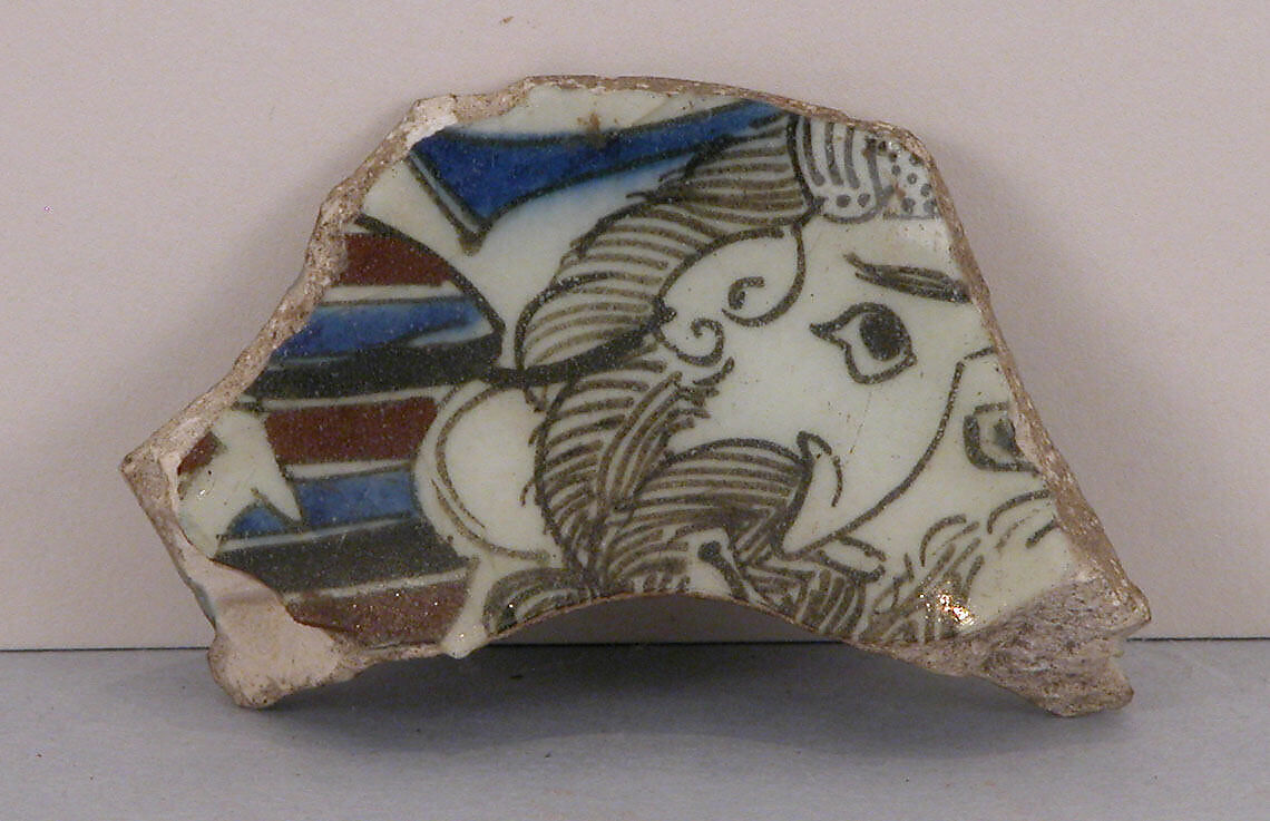 Fragment of an Open Vessel, Composite body; underglaze painted