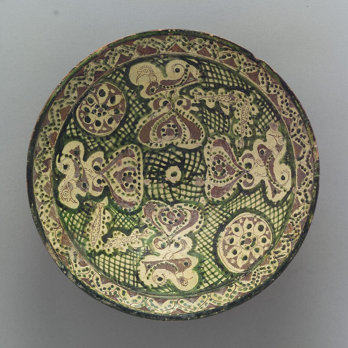 Bowl, Earthenware; painted and glazed 