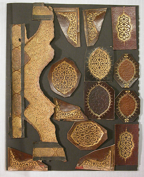Fragments of a Bookbinding, Leather; stamped and gilded 