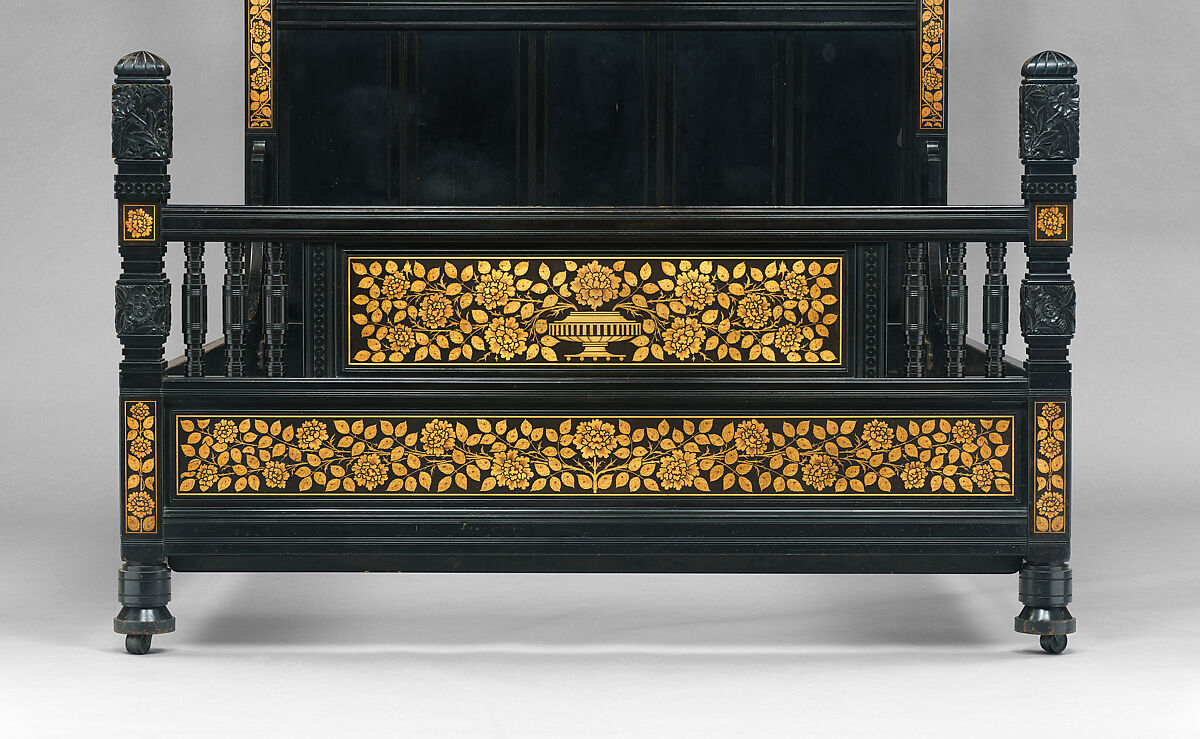 Bedstead, Herter Brothers (German, active New York, 1864–1906), Cherry, American
