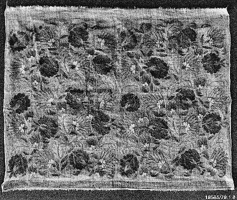 Towel End, Linen, silk, metal wrapped thread; plain weave, embroidered