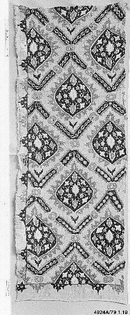 Textile Fragment, Linen, silk; plain weave, embroidered
