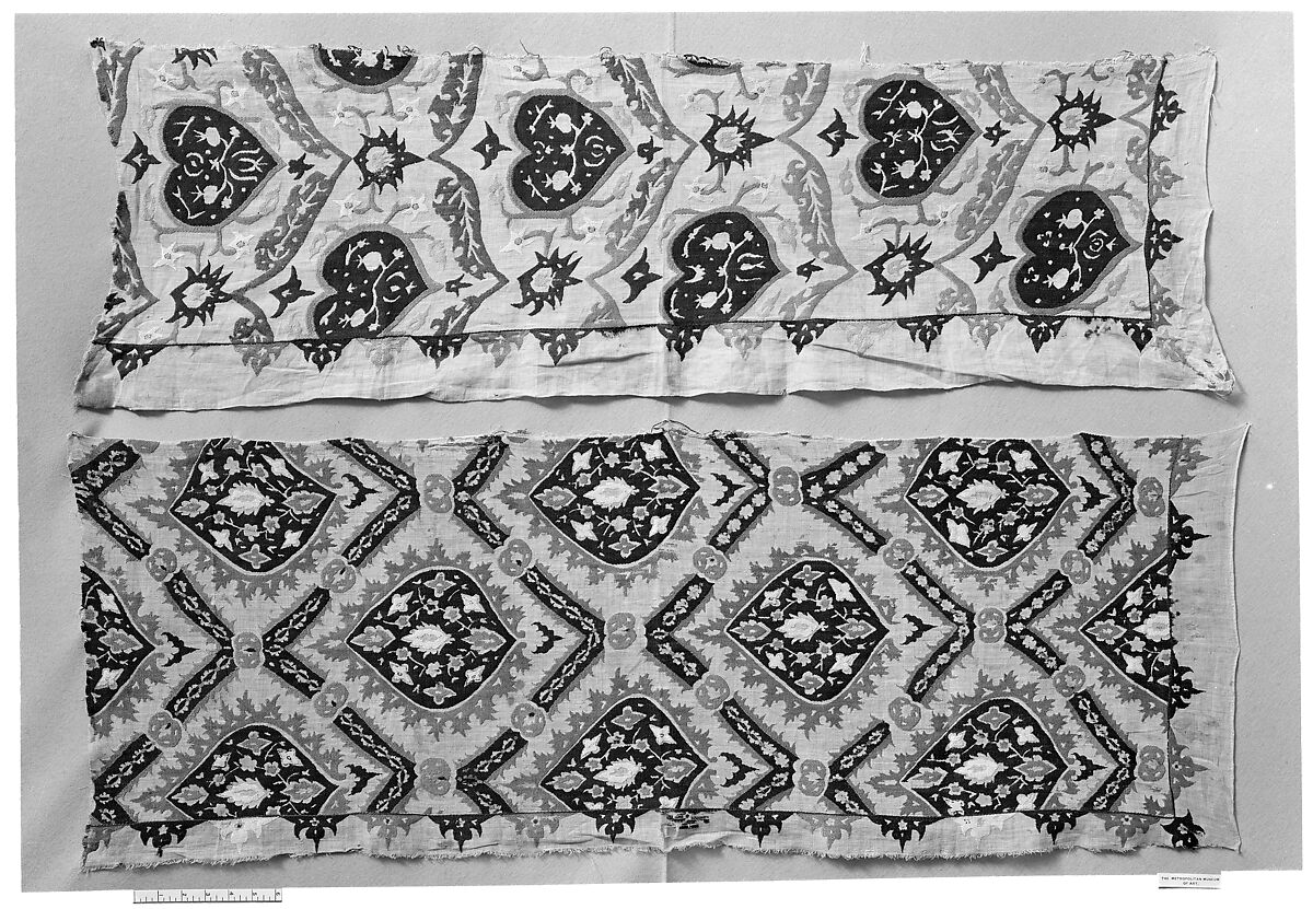 Textile Fragment, Linen, silk; plain weave, embroidered