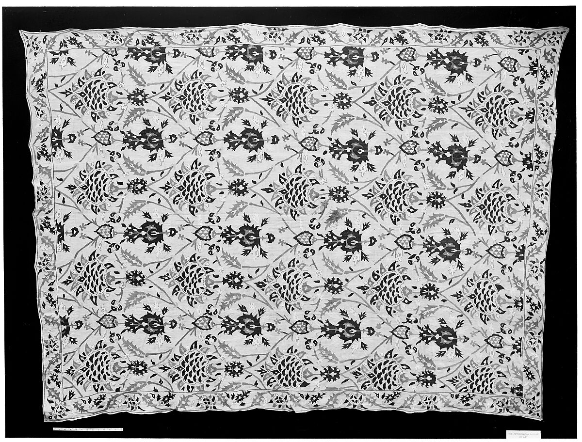 Cover, Linen, silk; plain weave, embroidered