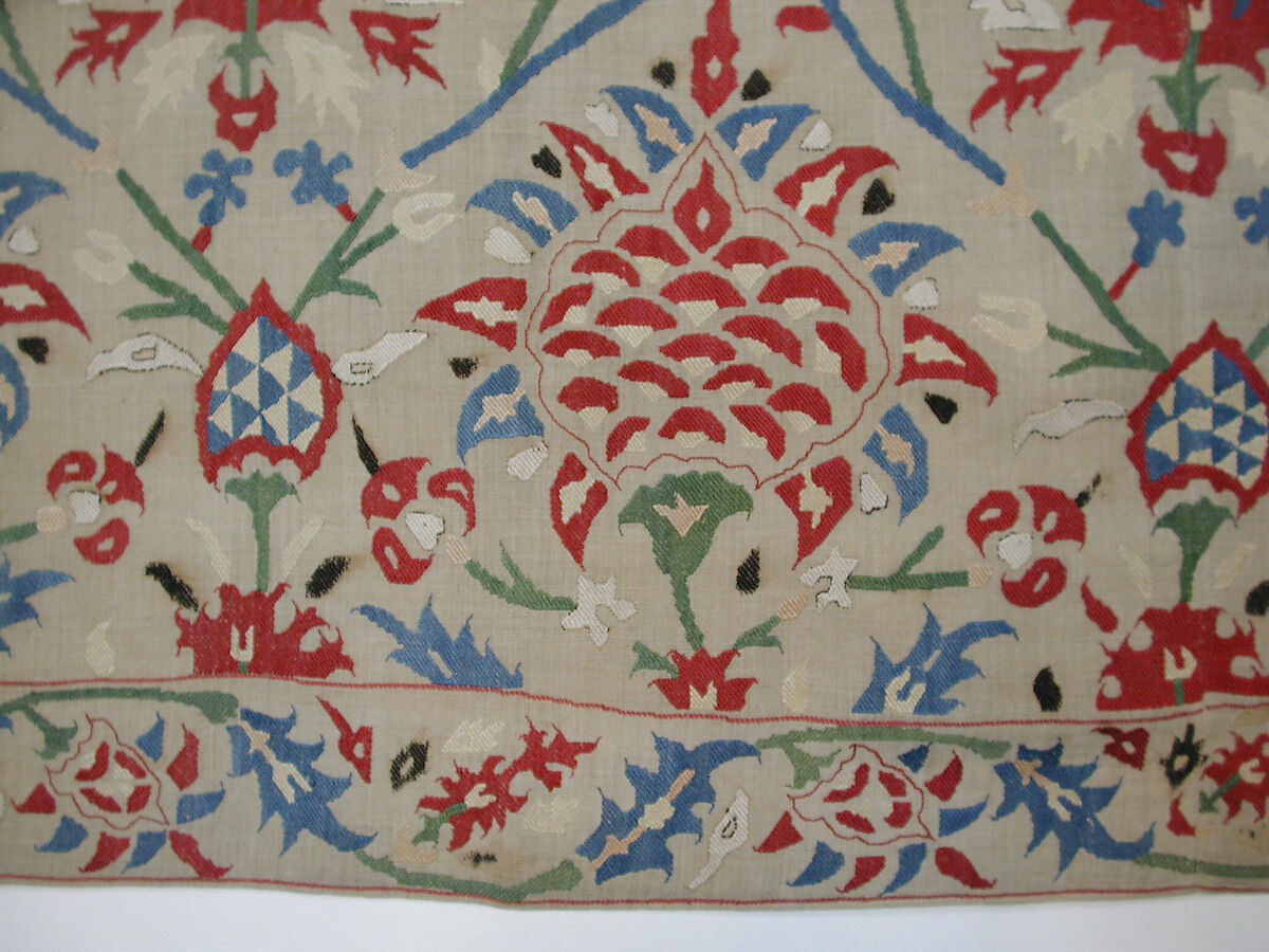 Cover, Linen, silk; plain weave, embroidered