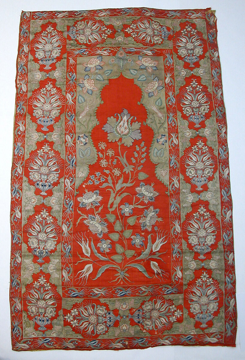 Cover or Hanging, Wool, silk, metal wrapped thread; twill weave, embroidered 