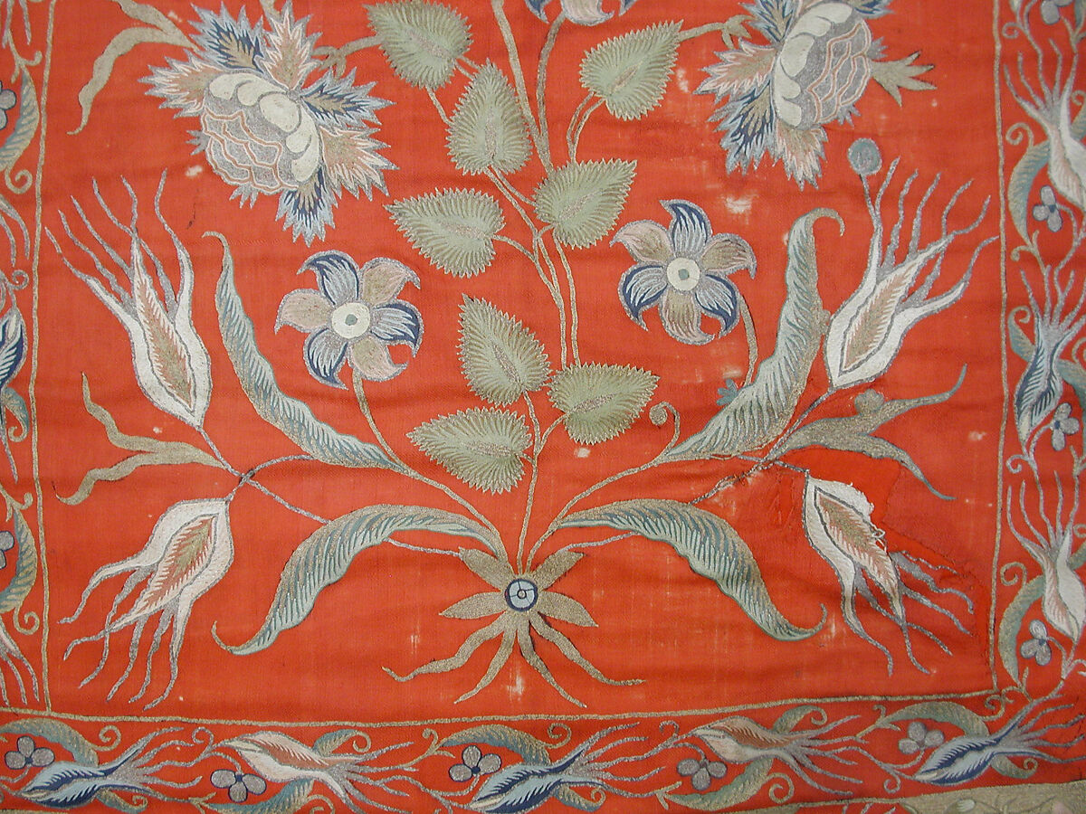 Cover or Hanging, Wool, silk, metal wrapped thread; twill weave, embroidered