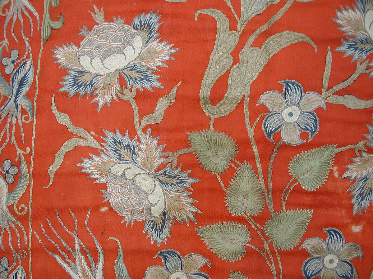 Cover or Hanging, Wool, silk, metal wrapped thread; twill weave, embroidered