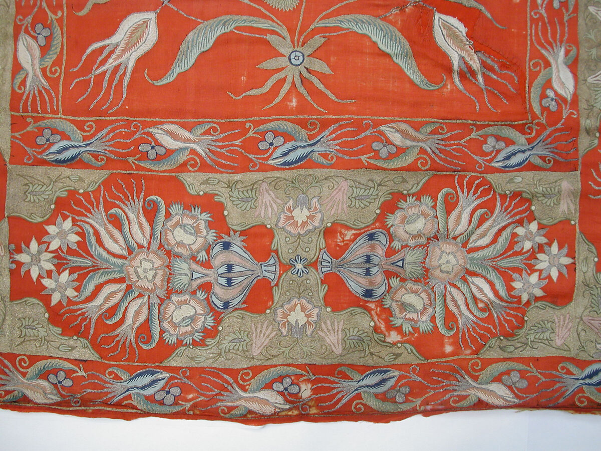 Cover or Hanging, Wool, silk, metal wrapped thread; twill weave, embroidered