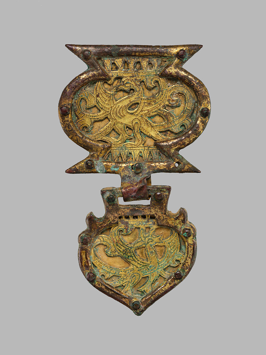 Set of Ten Belt Plaques, Gilt bronze, China
