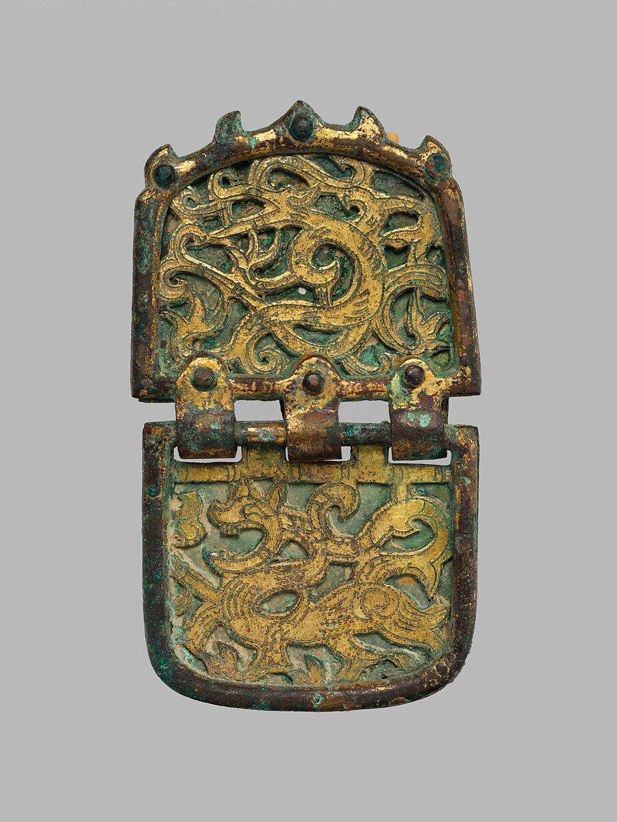 Set of Ten Belt Plaques, Gilt bronze, China