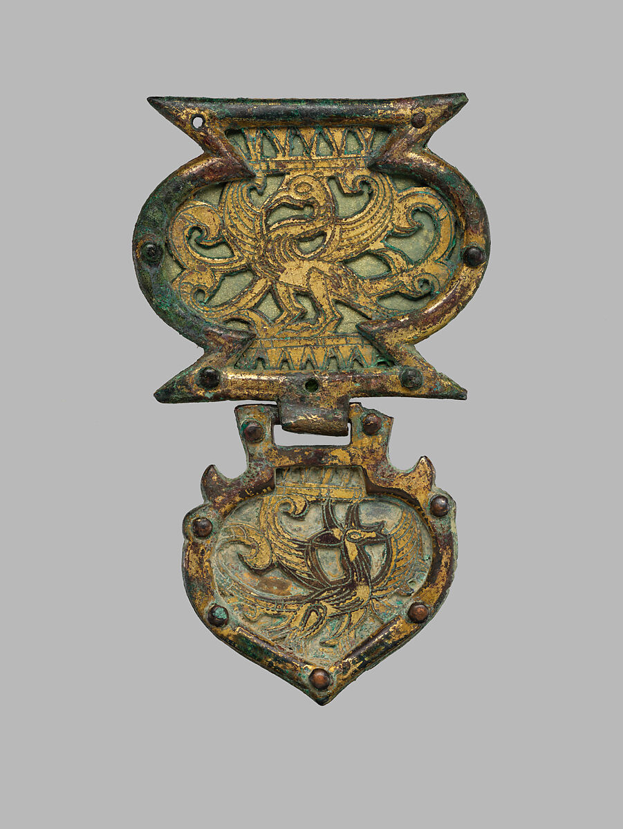 Set of Ten Belt Plaques, Gilt bronze, China