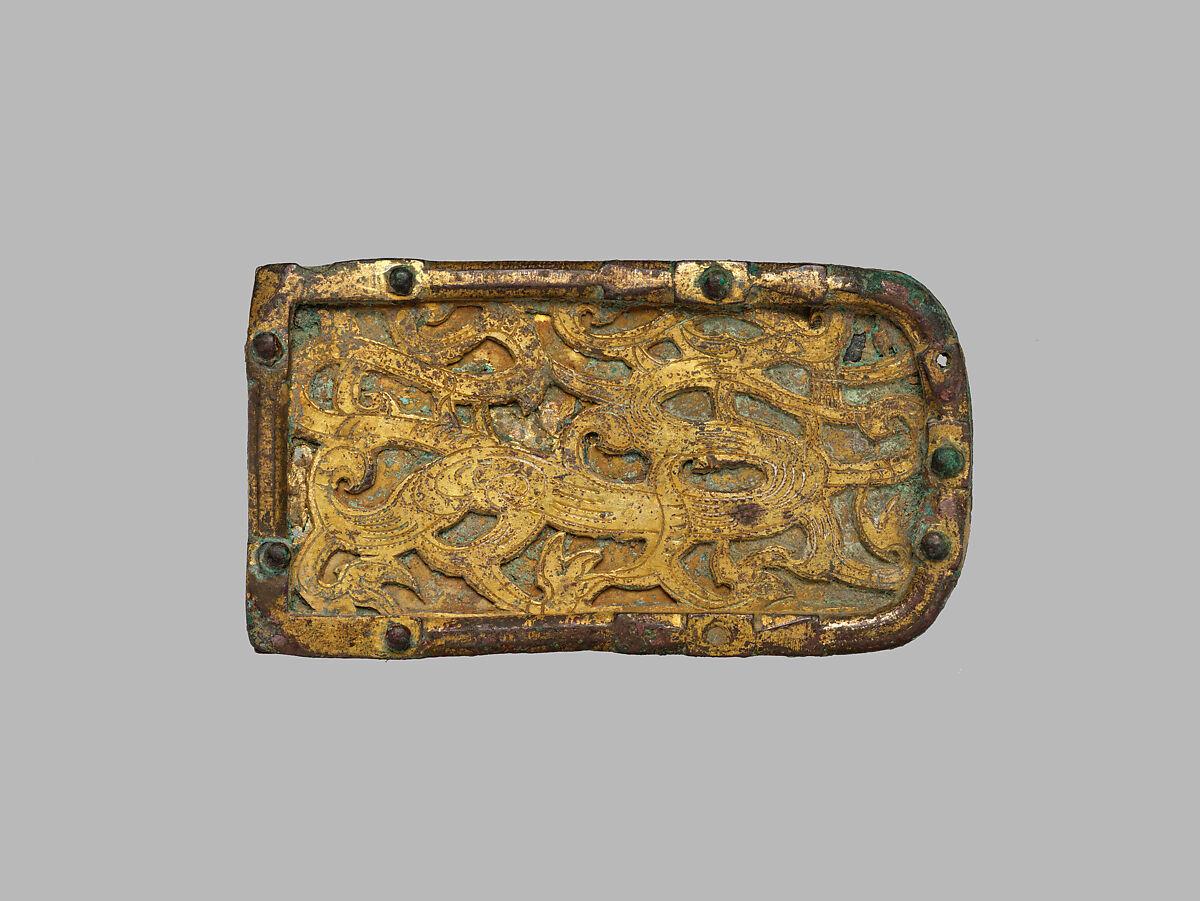 Set of Ten Belt Plaques, Gilt bronze, China