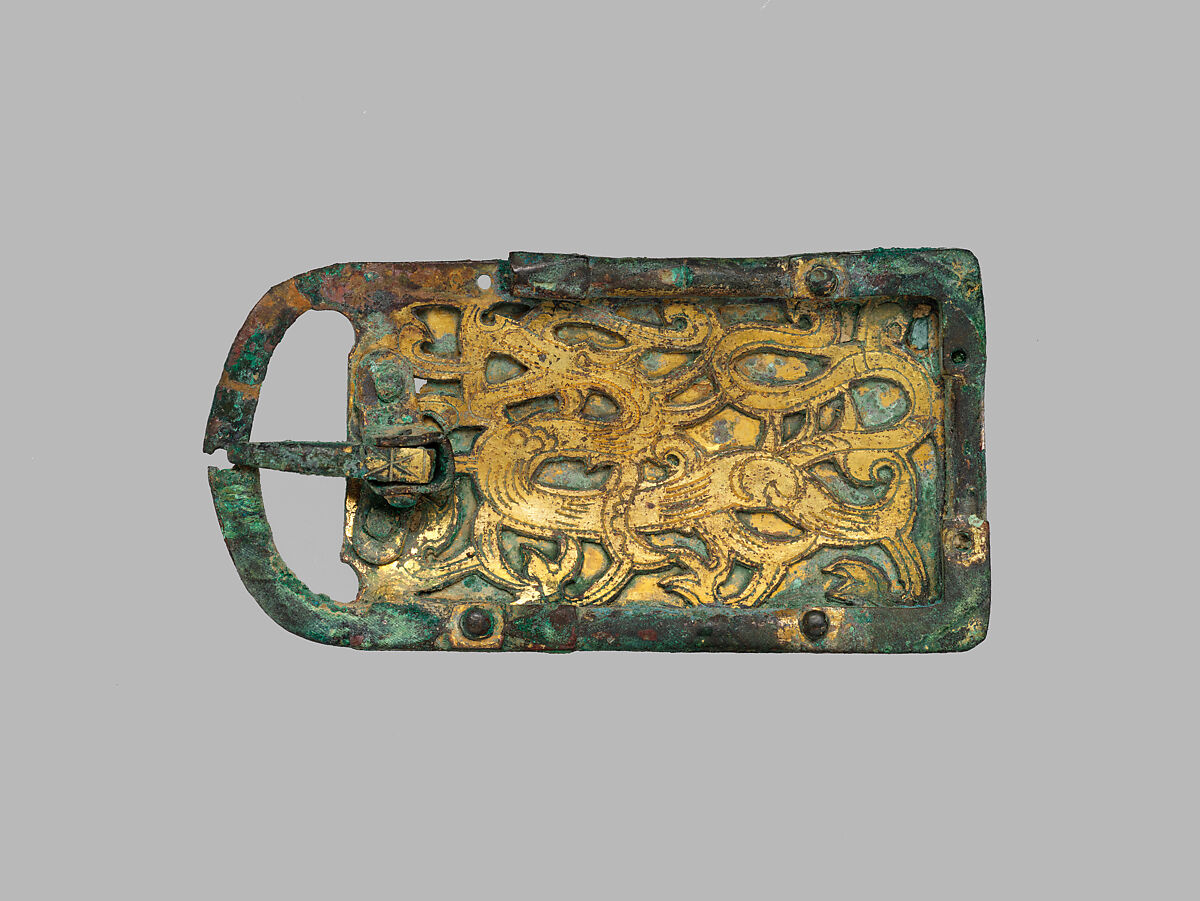 Set of Ten Belt Plaques, Gilt bronze, China