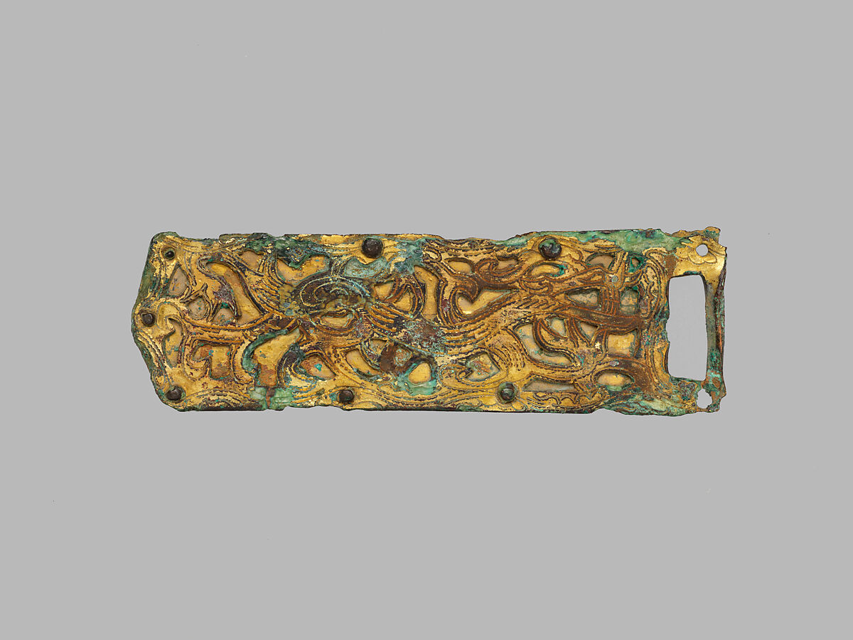 Set of Ten Belt Plaques, Gilt bronze, China