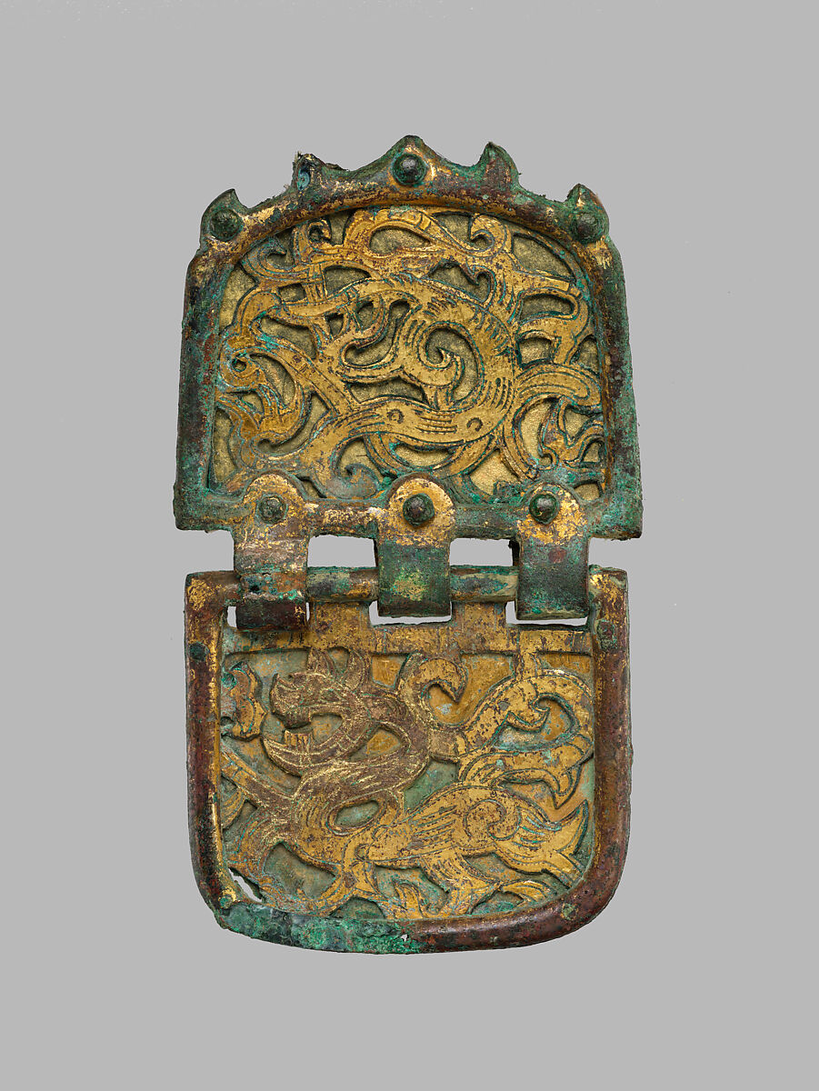 Set of Ten Belt Plaques, Gilt bronze, China