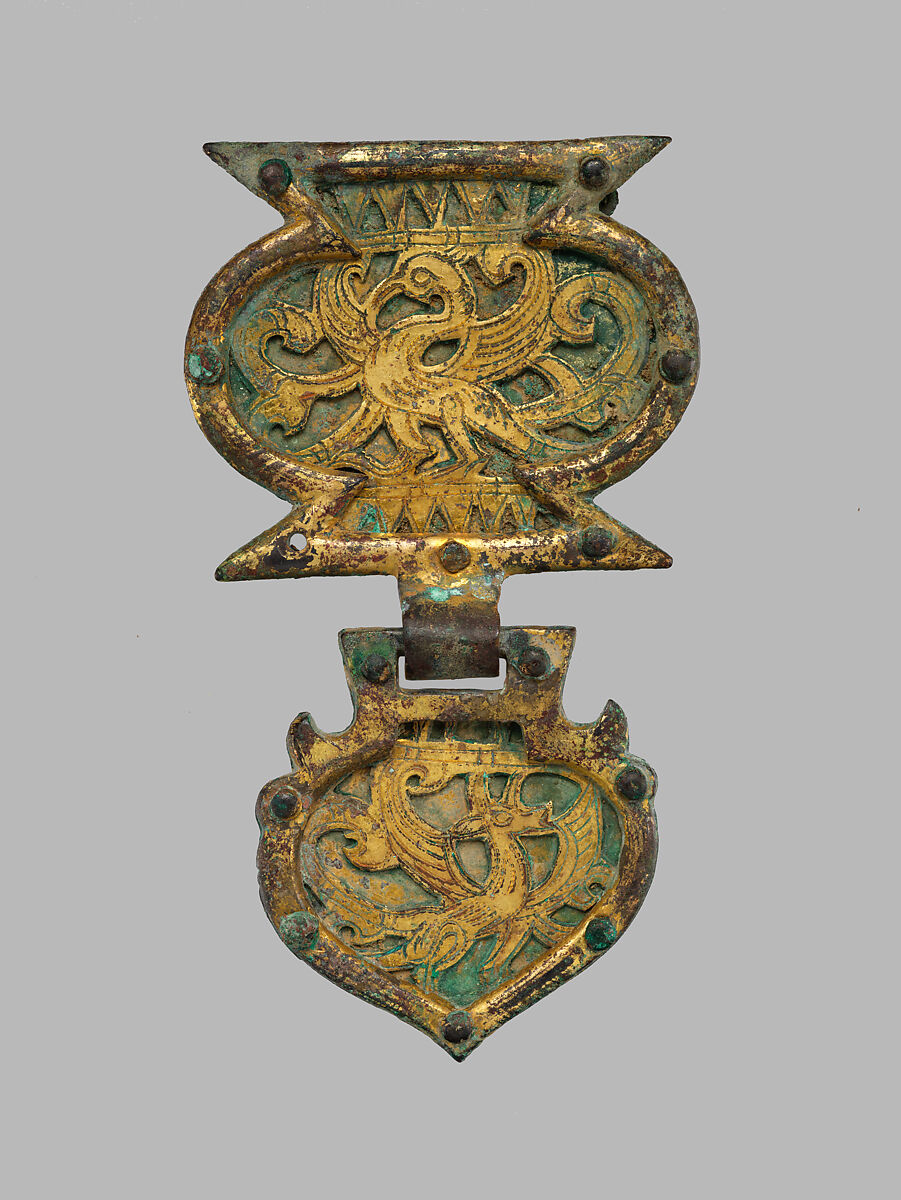 Set of Ten Belt Plaques, Gilt bronze, China