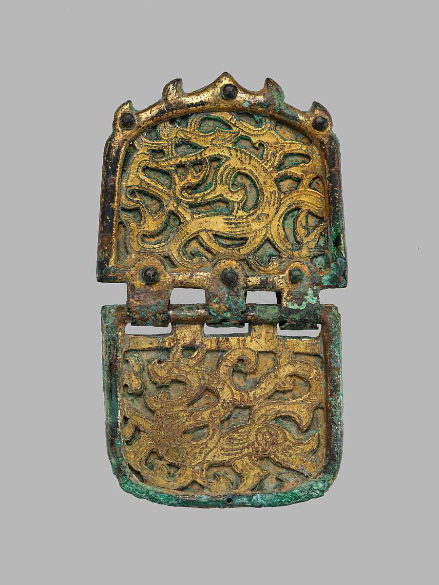 Set of Ten Belt Plaques, Gilt bronze, China