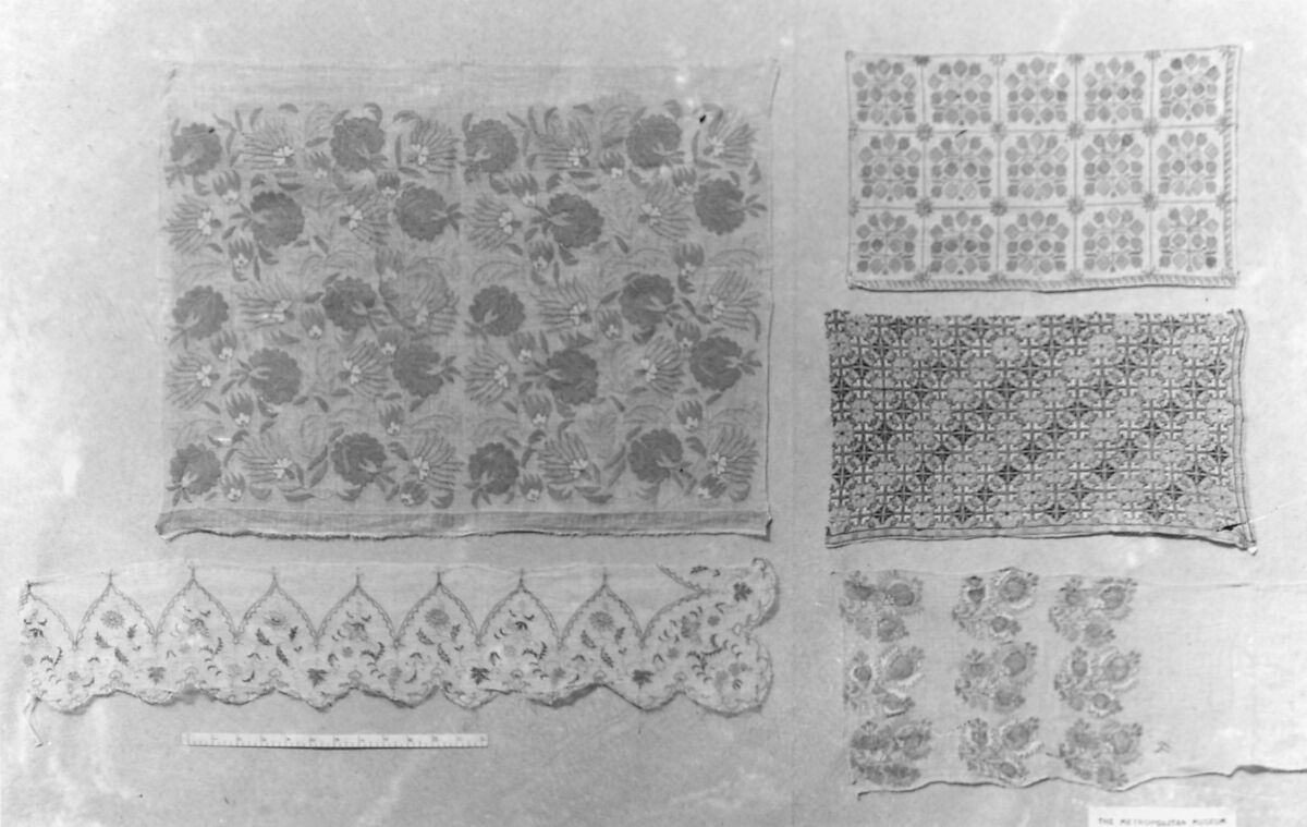 Textile Fragment, Linen, silk; plain weave, embroidered