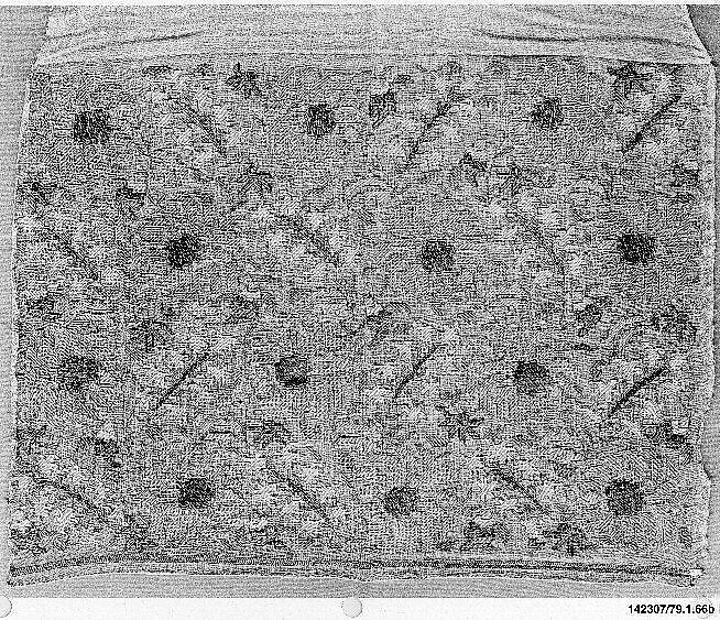 Towel End, Linen, silk, metal wrapped thread; plain weave, embroidered