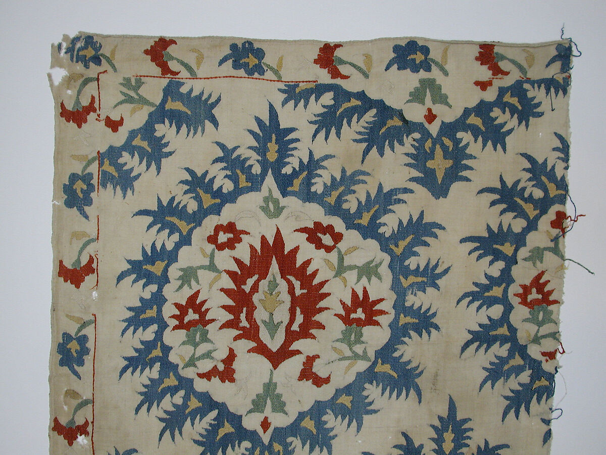 Textile Fragment, Linen, silk; plain weave, embroidered