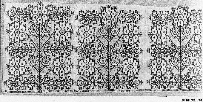 Textile Fragment, Linen, silk; plain weave, embroidered 