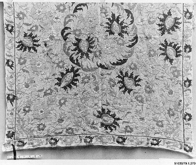 Cover, Linen, silk; plain weave, embroidered 