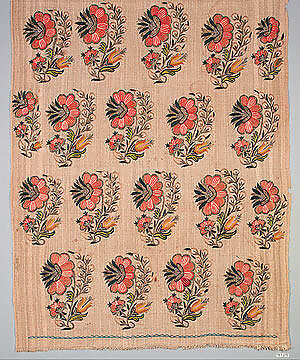 Towel End, Linen, silk, metal wrapped thread; plain weave, embroidered