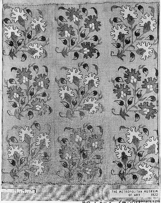 Cover, Linen, silk; plain weave, embroidered