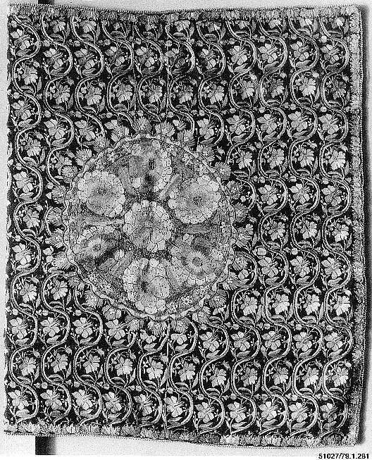 Cover, Wool, silk, metal wrapped thread; plain weave, embroidered