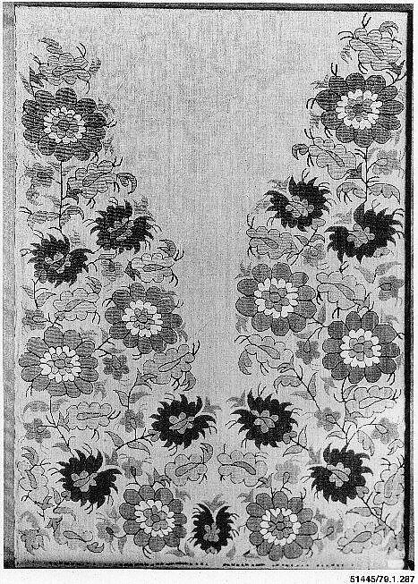 Towel End, Linen, silk, metal wrapped thread; plain weave, embroidered