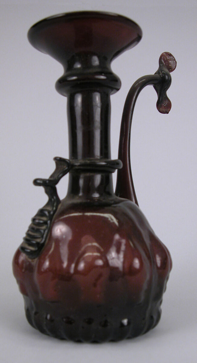 Ewer, Glass; mold blown with applied decoration