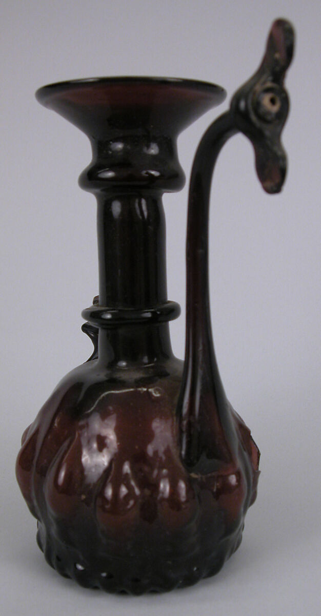 Ewer, Glass; mold blown with applied decoration