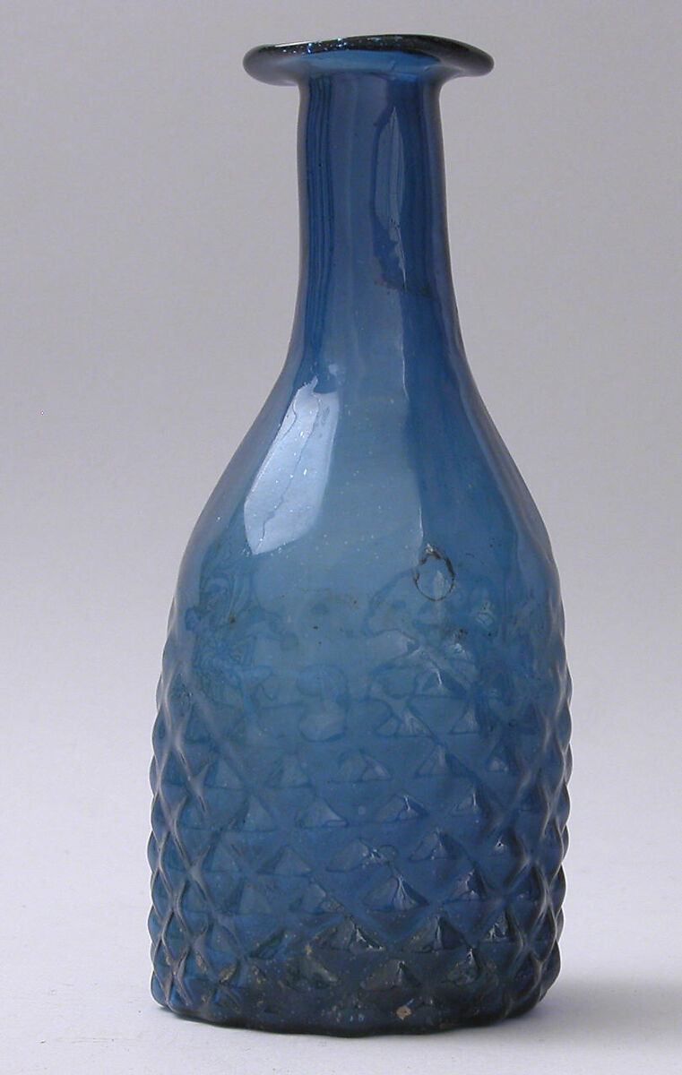 Bottle, Glass; mold blown, tooled on the pontil 