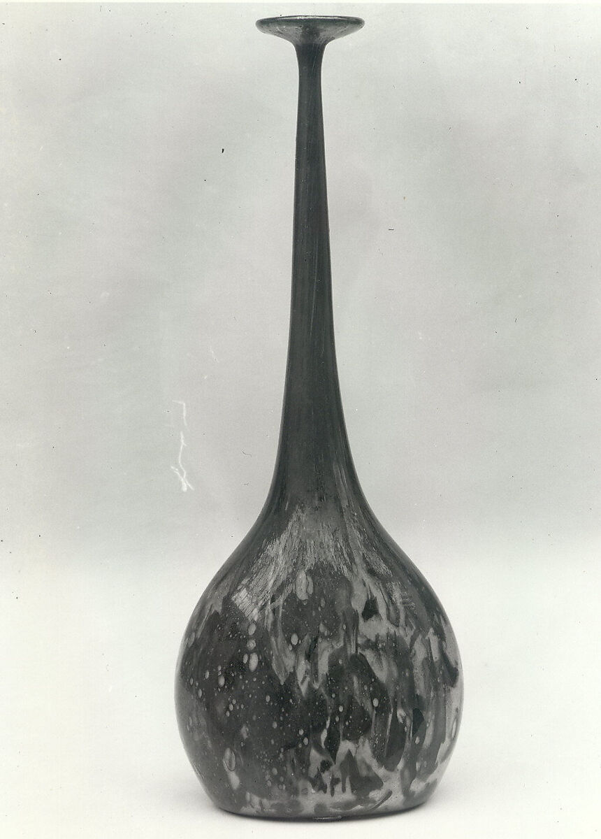 Bottle, Glass, marbled; blown, tooled on the pontil
