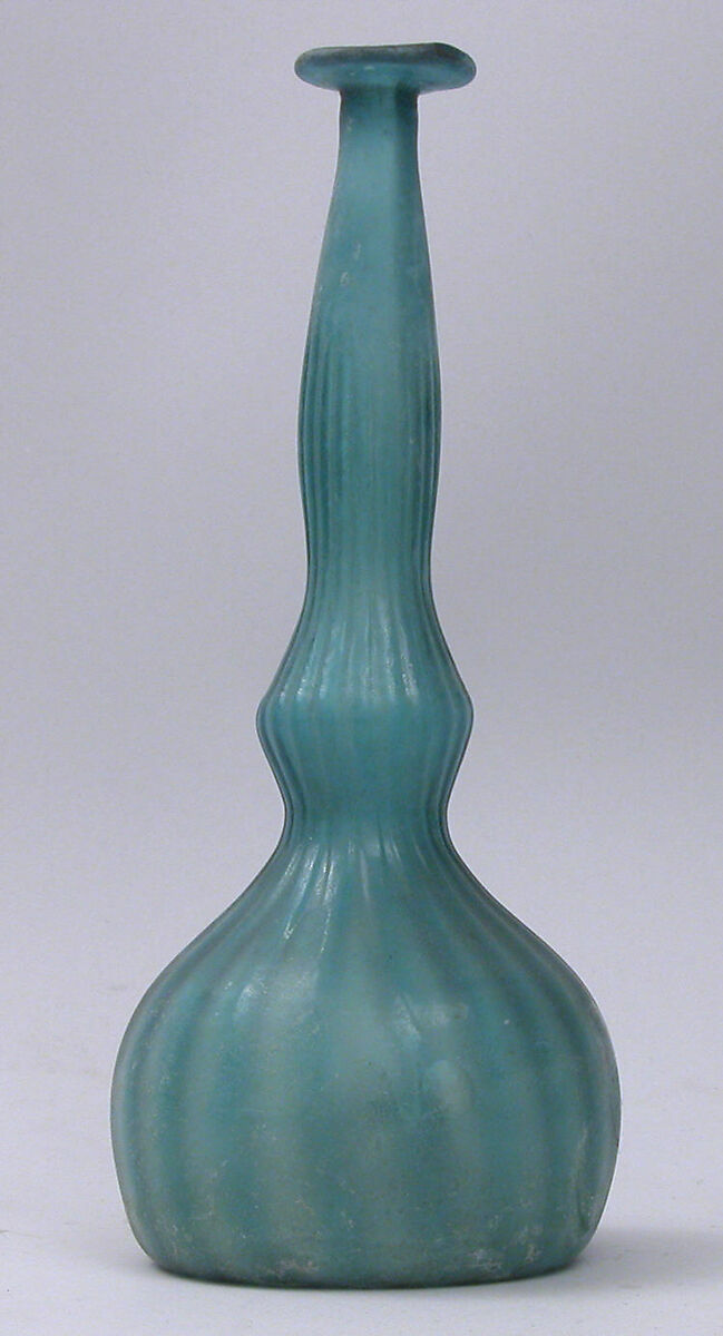 Bottle, Glass; mold blown, tooled on the pontil 