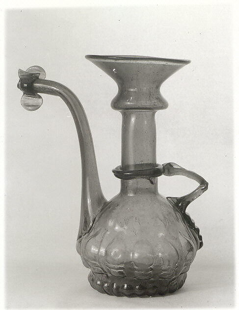 Ewer, Glass; mold blown and applied decoration, tooled on the pontil