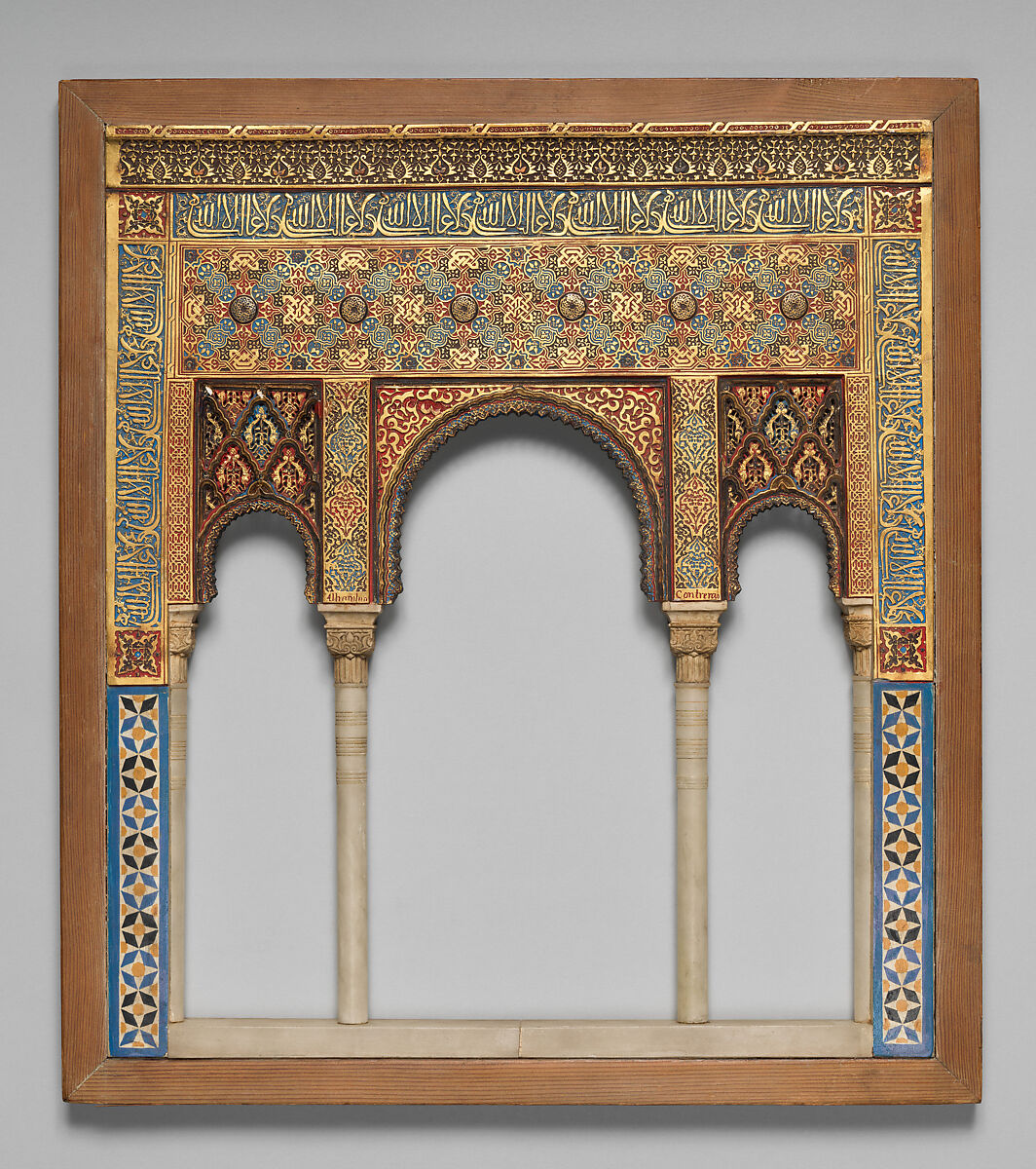 Architectural Model Based on the Alhambra, Rafael Contreras (Spanish, 1826–1890), Plaster (original stucco, tiling and wood) colored.